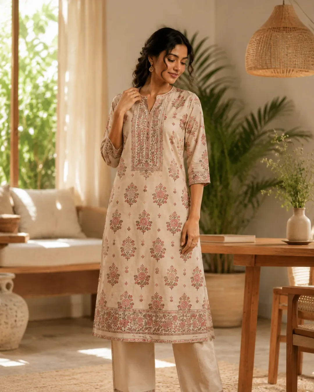 Churthira Ivory Bloom Kurta Set — Churidars from Poorvani Boutique, a verified 6thLoom designer
