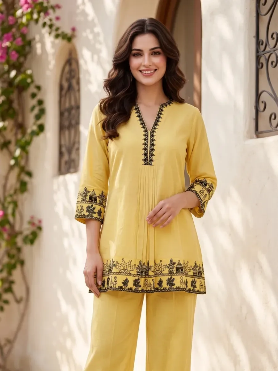 HIVA TRENDZ Women Pure Cotton Ethnic Top Pant Set — Co-Ord Sets from Mizhora Boutique, a verified 6thLoom designer