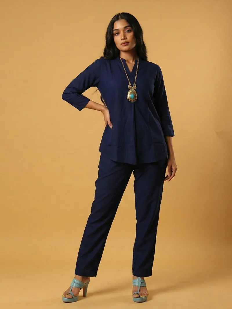 Solid Navy Blue Co-Ord Set — Co-Ord Sets from Wagmi vastra, a verified 6thLoom designer