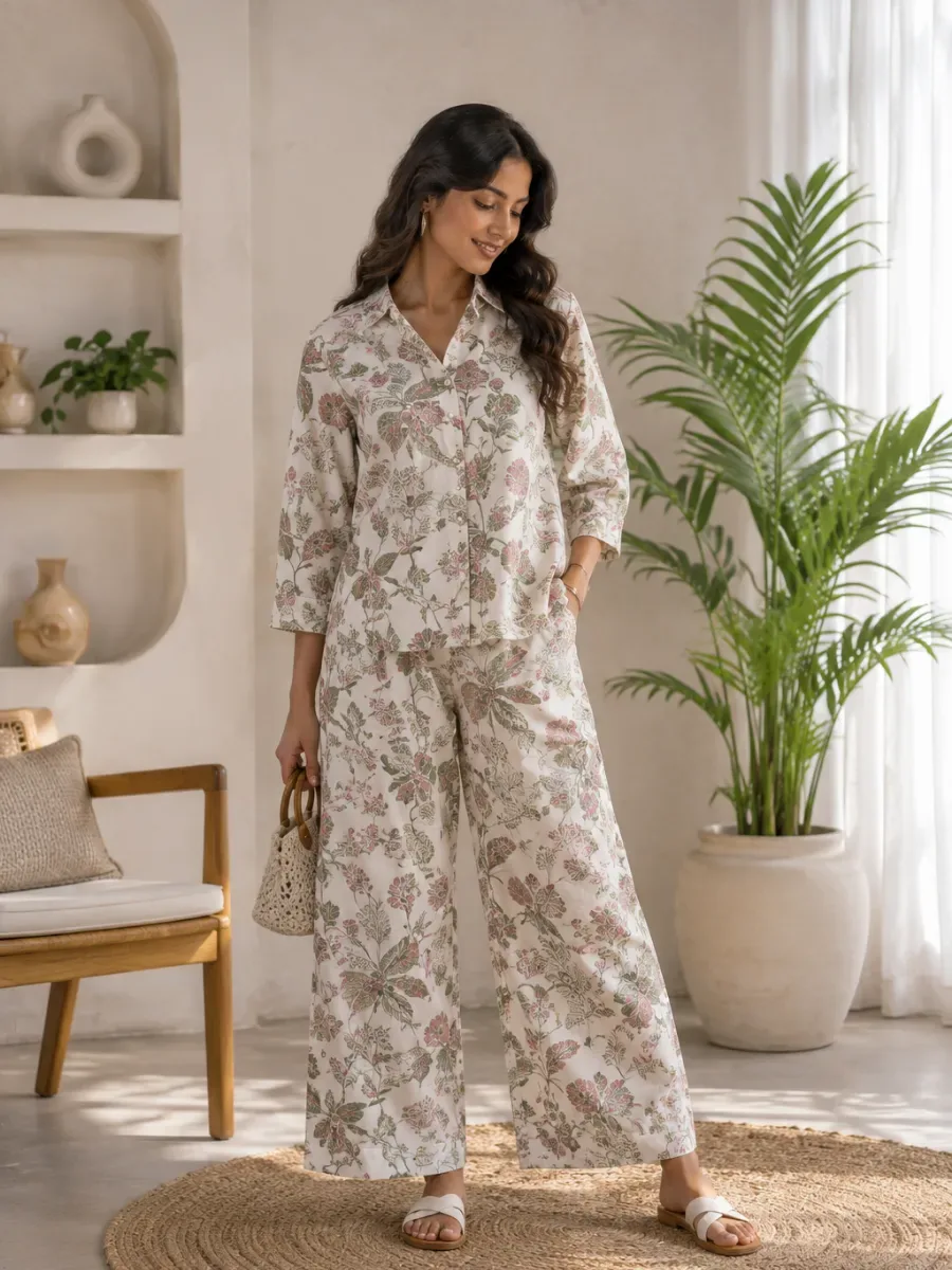 Botanical Bloom Co-Ord Set — Co-Ord Sets from Poorvani Boutique, a verified 6thLoom designer