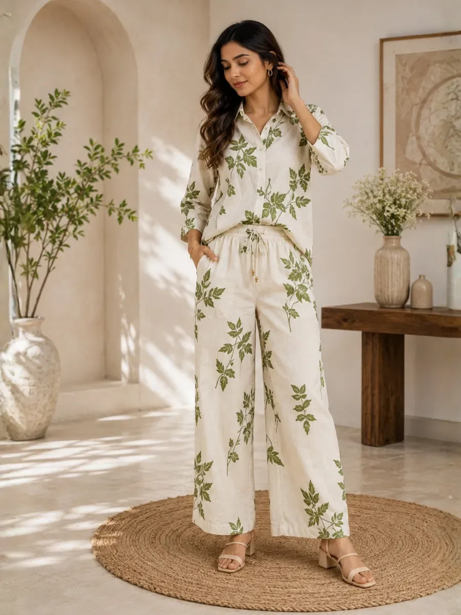 Olive Bloom Floral Co-Ord Set — Co-Ord Sets from Mehira Boutique, a verified 6thLoom designer