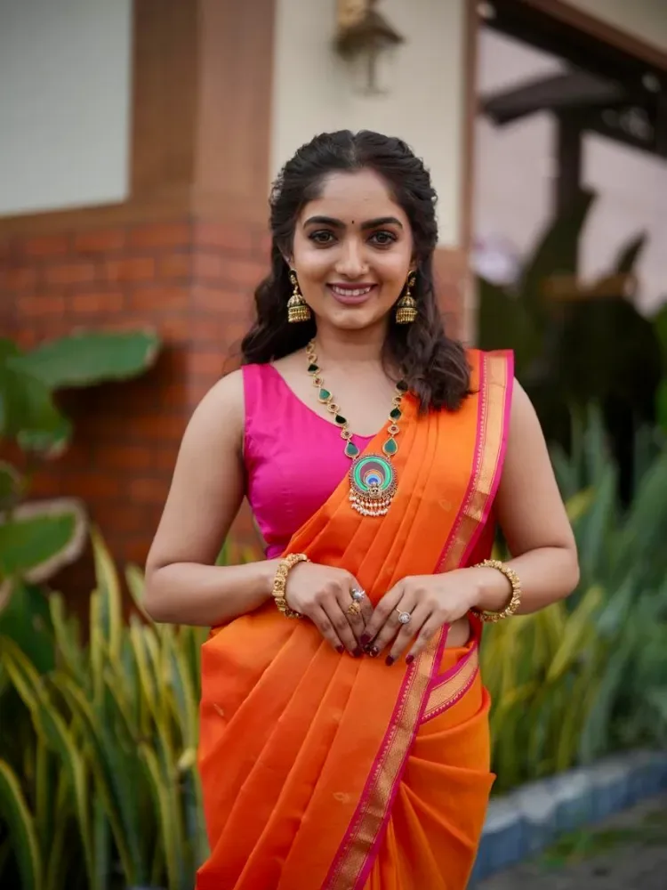 Bridal orange & purple  — Wedding Sarees from Mohyq, a verified 6thLoom designer