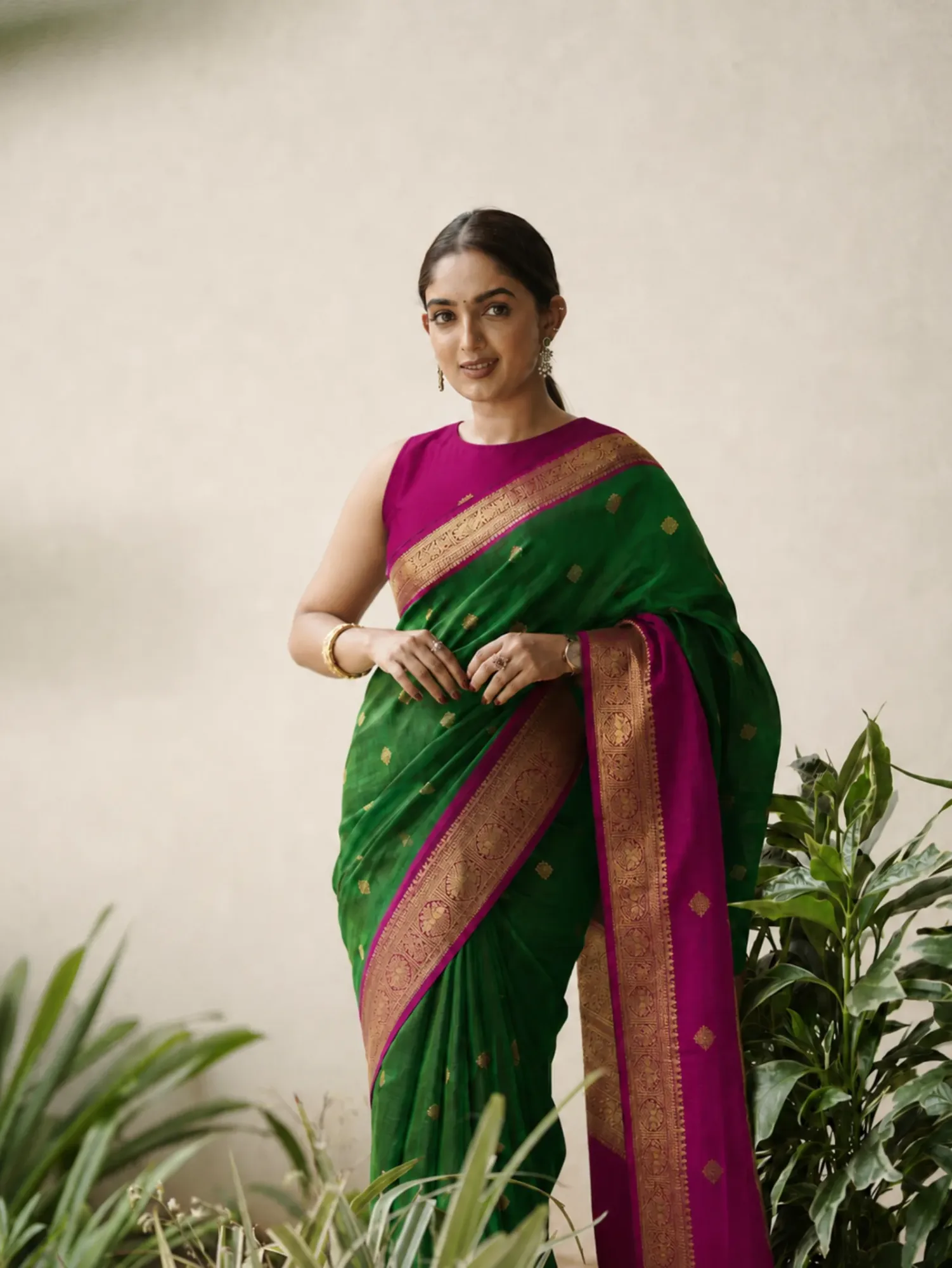 Bridal saree bottle green — Wedding Sarees from Mohyq, a verified 6thLoom designer