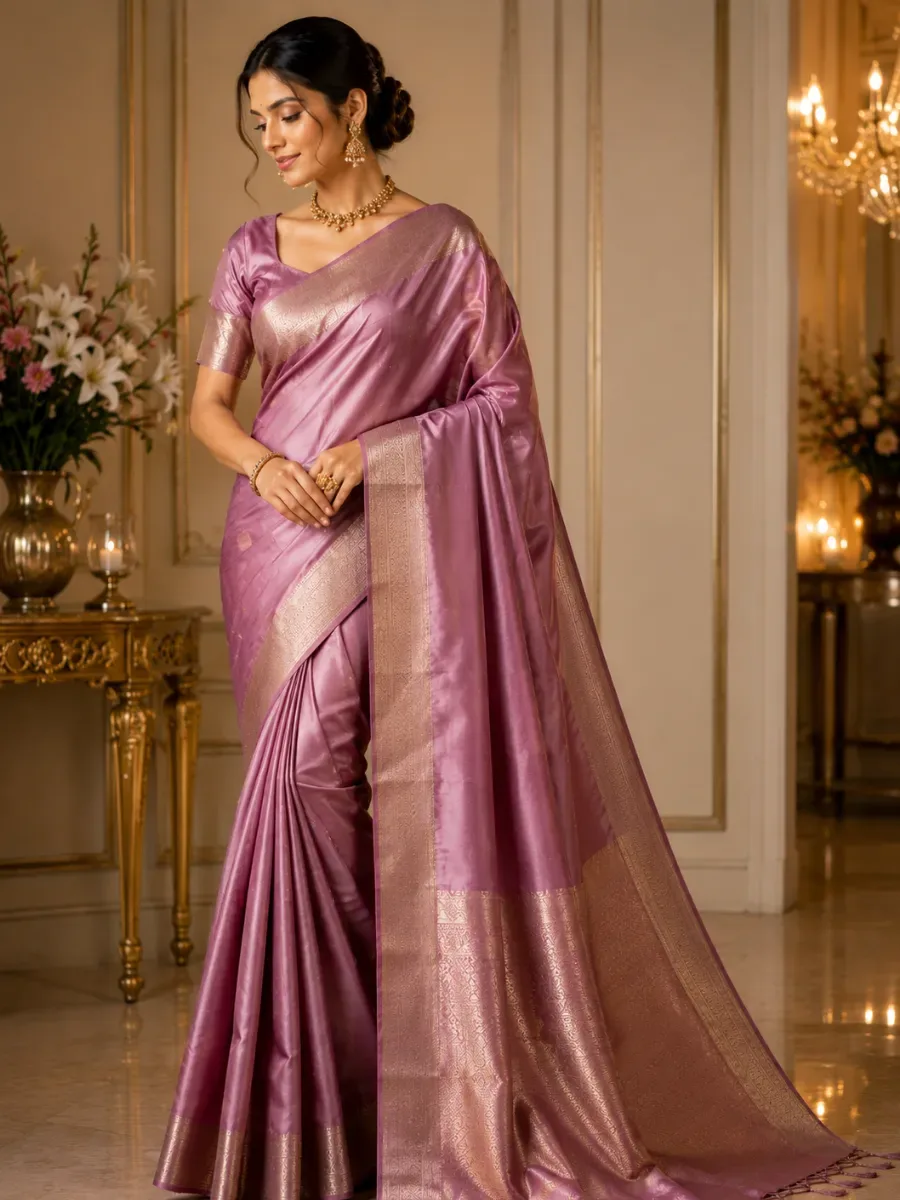 Mauve Grace Silk Saree — Silk Sarees from Mehira Boutique, a verified 6thLoom designer