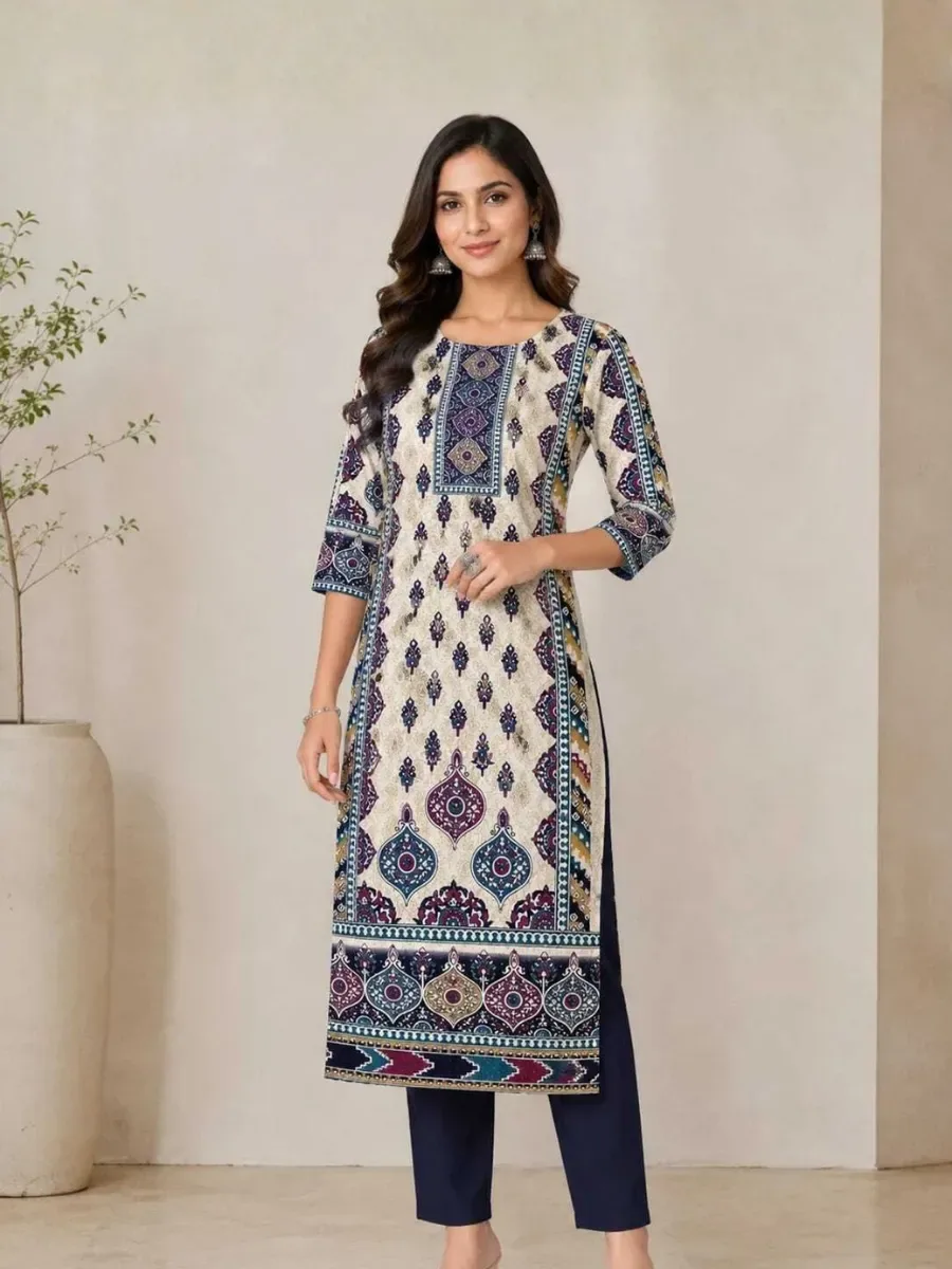 Darshini Unstitched Crepe Kurta & Churidar Material Printed — Churidar Materials from Nivara, a verified 6thLoom designer