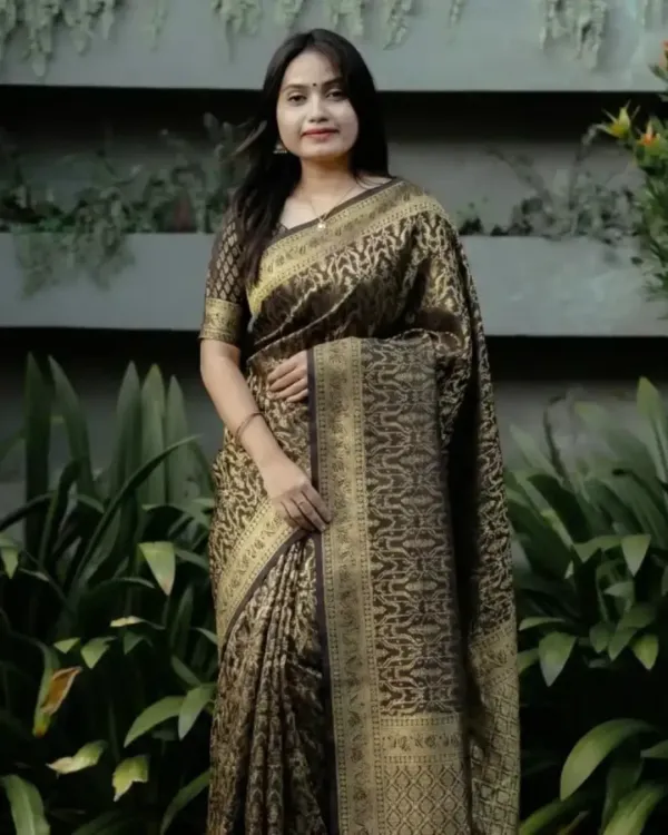 Black & Gold Jacquard Silk Saree