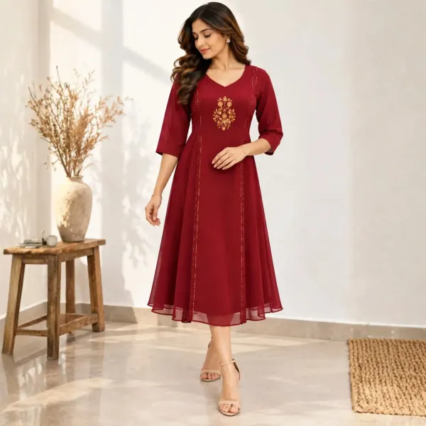 Embroidery A-line kurti
