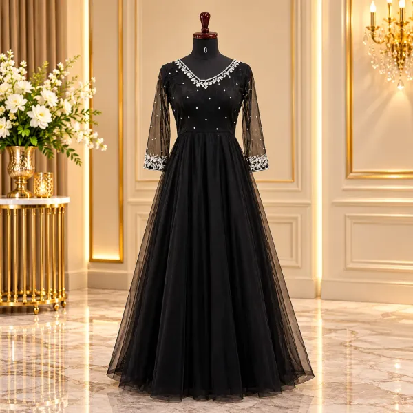 Net-Umbrella Gown with Handwork