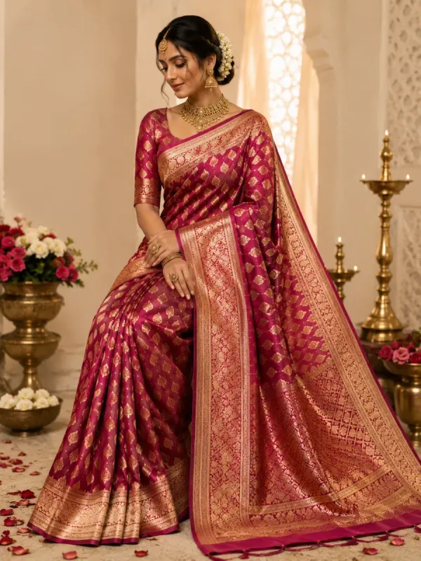 Royal Magenta Banarasi Silk Saree