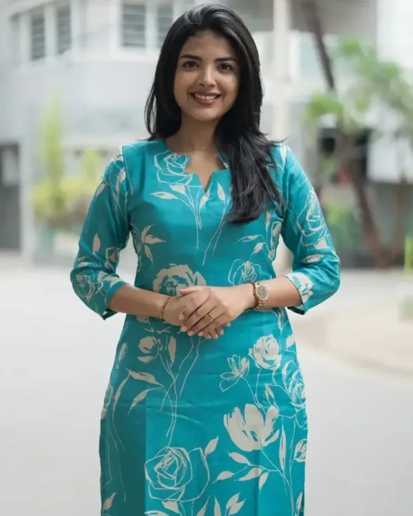 Lugru Collection Printed Cotton Blend Straight Kurta for Women