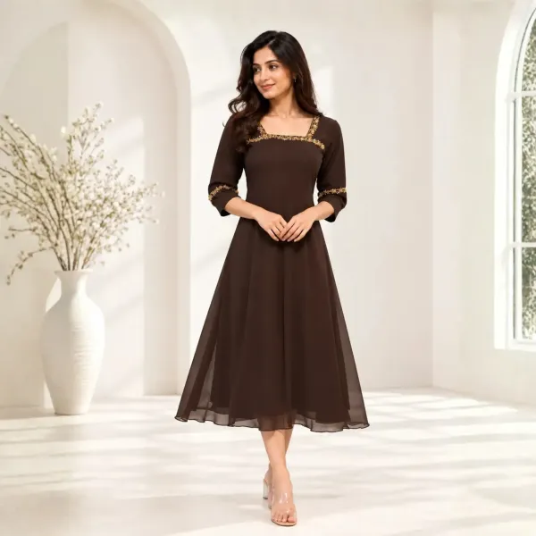 Black embroidered A-line kurti
