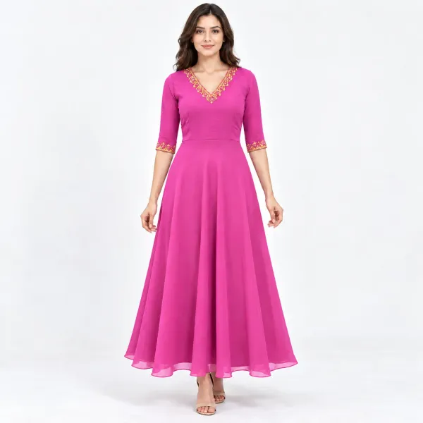 Lavender Handworked Anarkali Top 