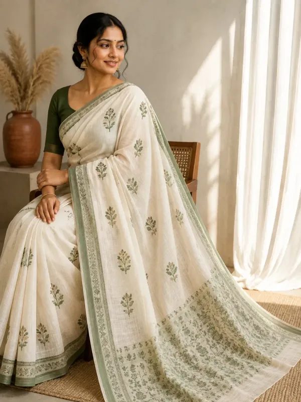 Nivara Pure Cotton Floral Printed Saree