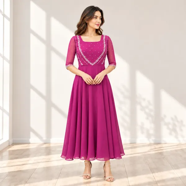 Anarkali Top with Handworked in Georgette