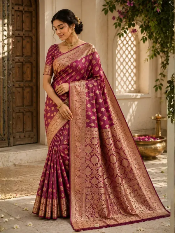 Royal Magenta Banarasi Silk Saree