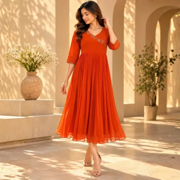 Pleated Anarkali Dress