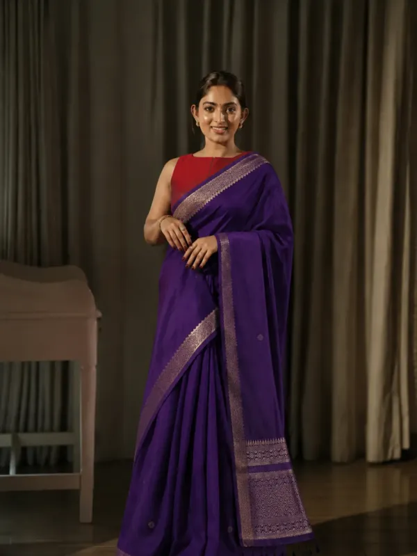 Purple soft silk saree