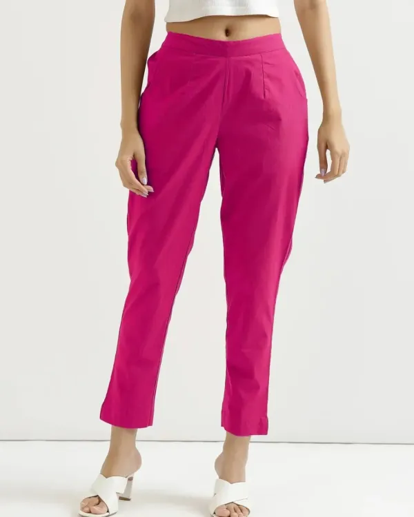 Mast Kalandar Women Regular Fit Pink Pure Cotton Trousers